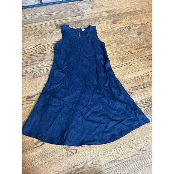 Magaschoni Women's Navy Sleeveless Linen Keyhole Back A-line Dress Small - Picture 1 of 5